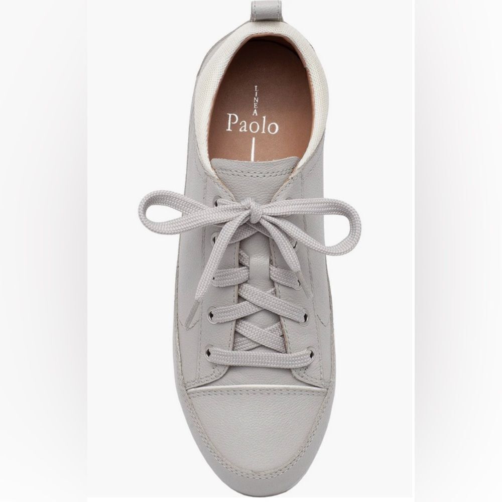Linea Paolo Kristen Sneakers Women's Size 11 Light Gray White Leather NWOT